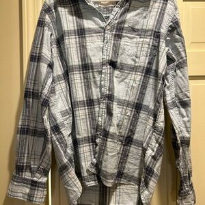 Gray/blue Casual Button Down Shirt